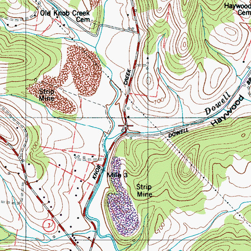 Topographic Map of Dowell Branch, TN