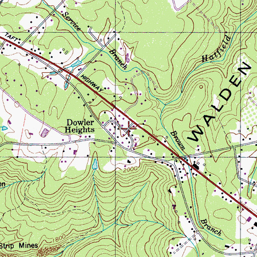 Topographic Map of Dowler Heights, TN
