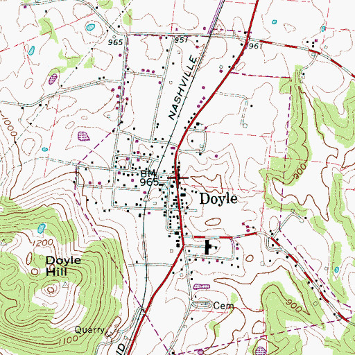 Topographic Map of Doyle, TN