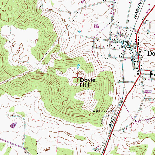 Topographic Map of Doyle Hill, TN