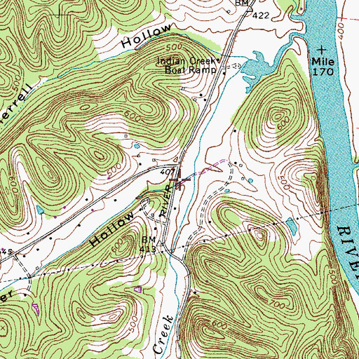 Topographic Map of Dozier Hollow, TN