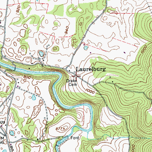 Topographic Map of Drake Cemetery, TN