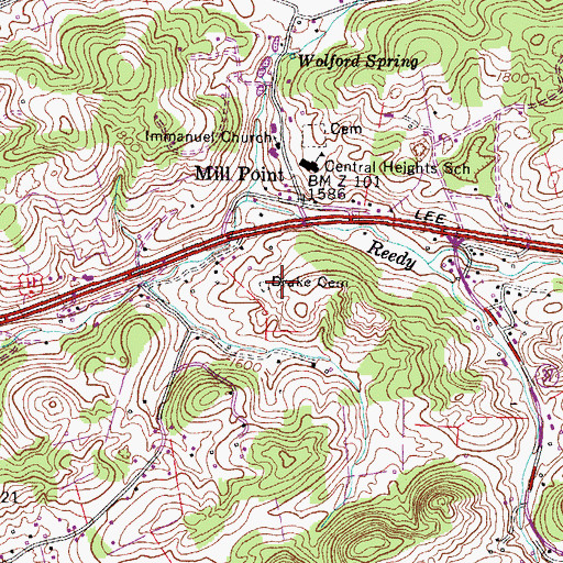 Topographic Map of Drake Cemetery, TN