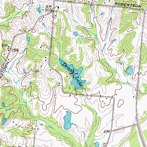 Topographic Map of Drane Lake, TN