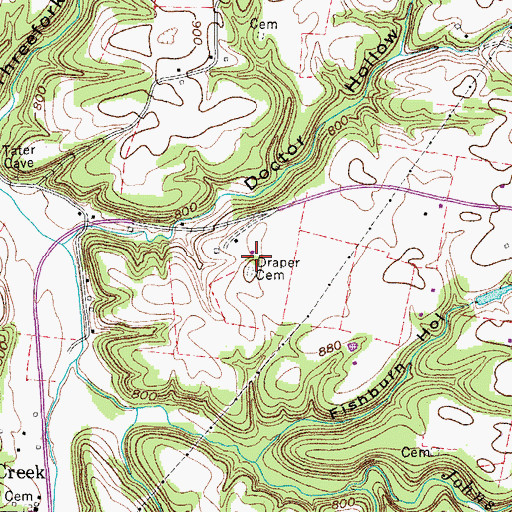 Topographic Map of Draper Cemetery, TN