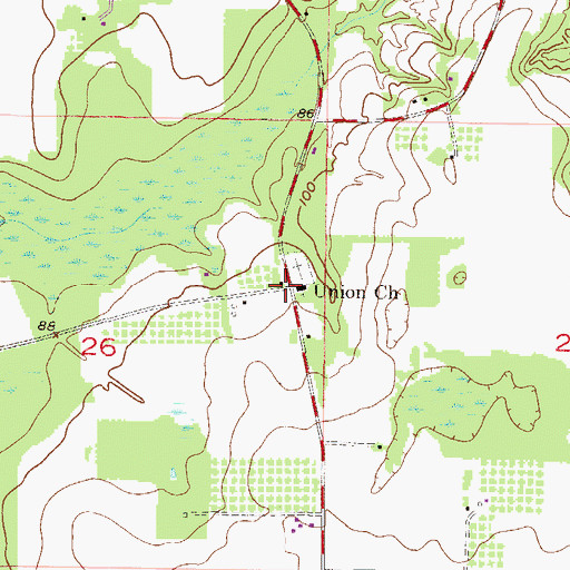 Topographic Map of Union Church, AL