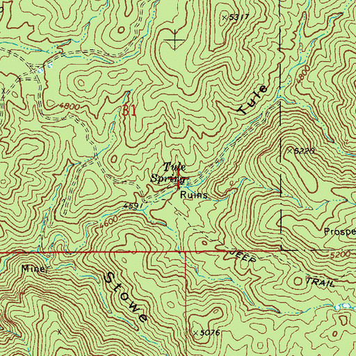 Topographic Map of Tule Spring, AZ