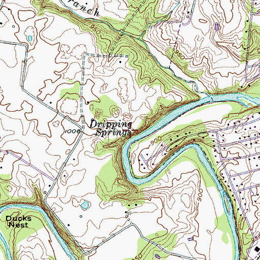 Topographic Map of Dripping Springs, TN