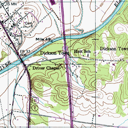Topographic Map of Driver Chapel, TN