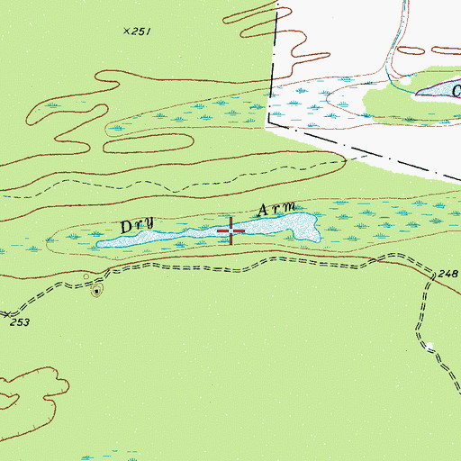 Topographic Map of Dry Arm, TN