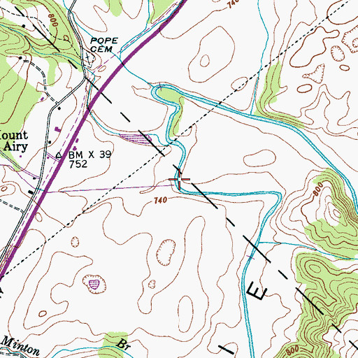 Topographic Map of Dry Branch, TN