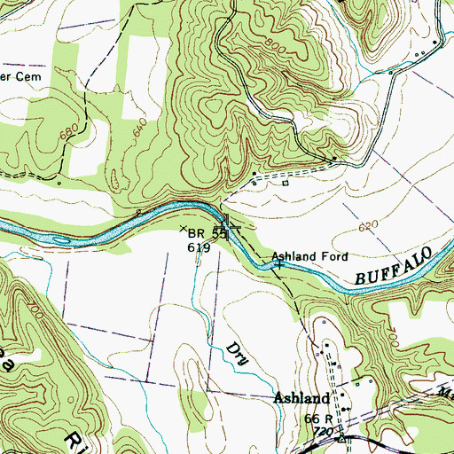 Topographic Map of Dry Branch, TN