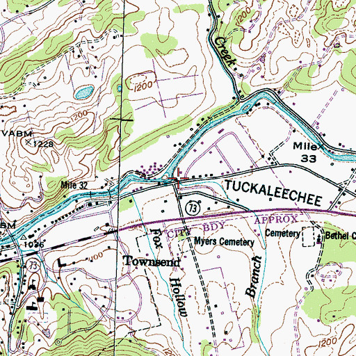 Topographic Map of Dry Branch, TN