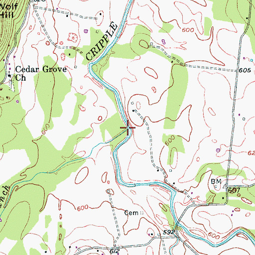 Topographic Map of Dry Branch, TN