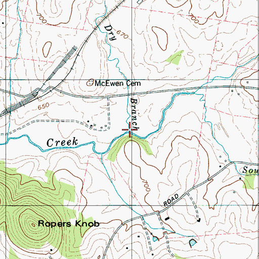 Topographic Map of Dry Branch, TN