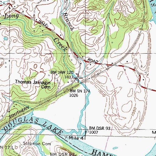 Topographic Map of Dry Branch, TN