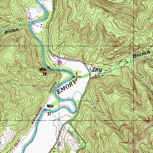 Topographic Map of Dry Branch, TN