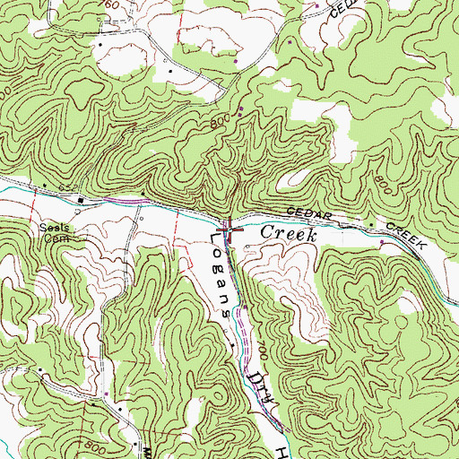 Topographic Map of Dry Branch, TN