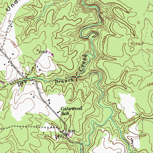 Topographic Map of Dry Branch, TN