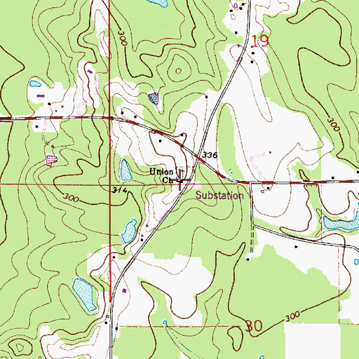 Topographic Map of Union Church, AL