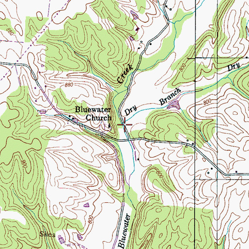 Topographic Map of Dry Branch, TN