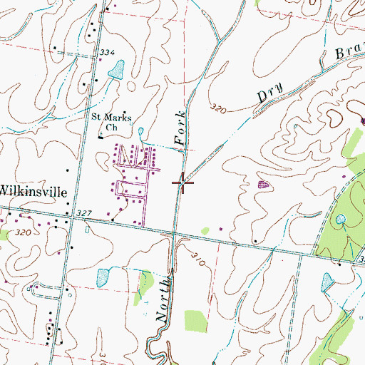 Topographic Map of Dry Branch, TN