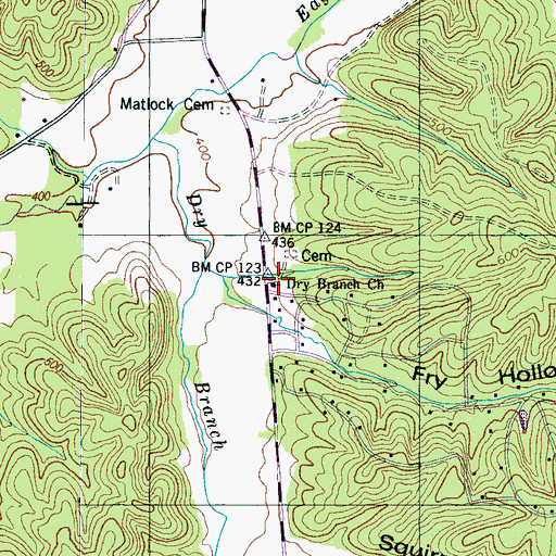 Topographic Map of Dry Branch Church, TN