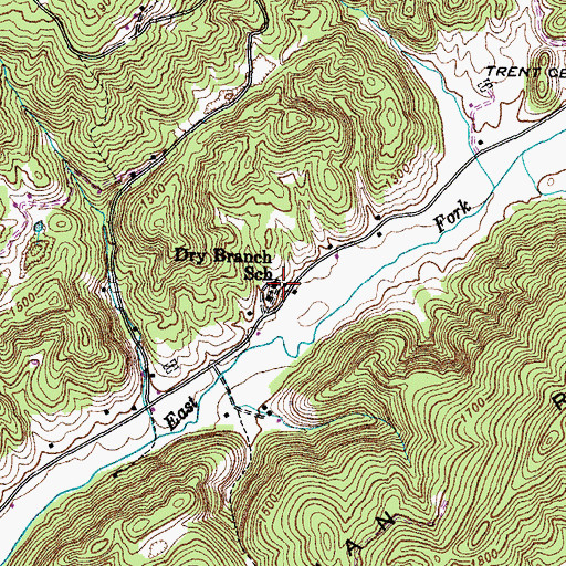 Topographic Map of Dry Branch School, TN