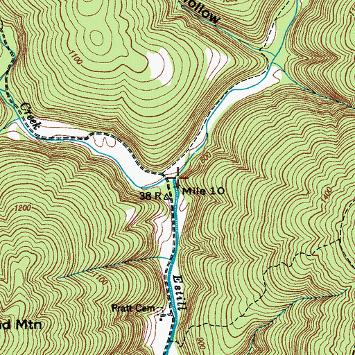 Topographic Map of Dry Creek, TN