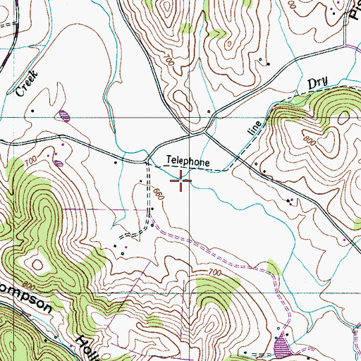 Topographic Map of Dry Creek, TN