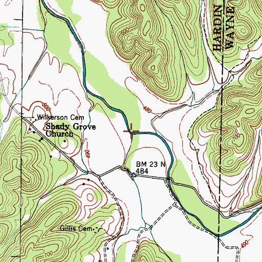 Topographic Map of Dry Creek, TN