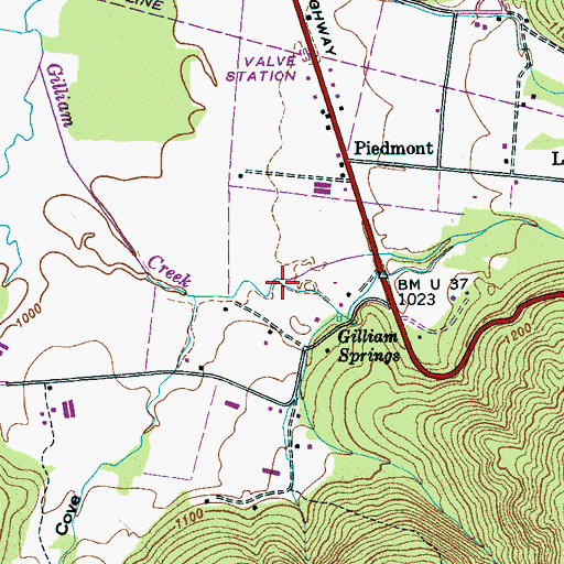 Topographic Map of Dry Creek, TN