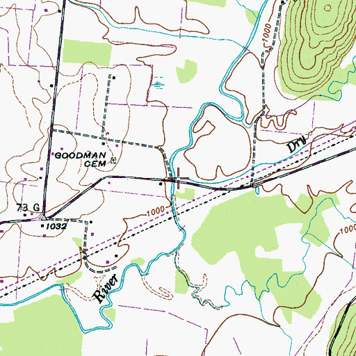 Topographic Map of Dry Creek, TN