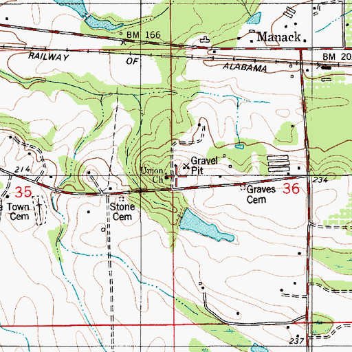 Topographic Map of Union Church, AL