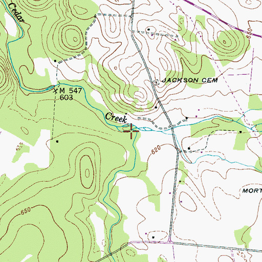 Topographic Map of Dry Creek, TN