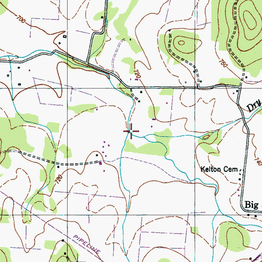 Topographic Map of Dry Creek, TN