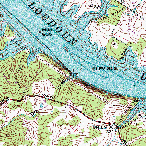 Topographic Map of Dry Creek, TN