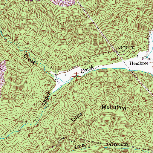 Topographic Map of Dry Creek, TN