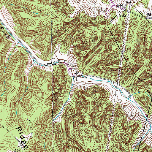 Topographic Map of Dry Creek, TN