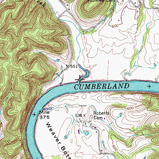 Topographic Map of Dry Creek, TN