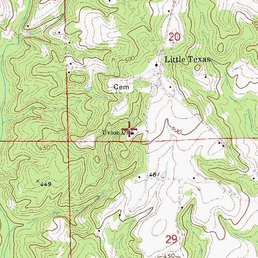 Topographic Map of Union Church, AL