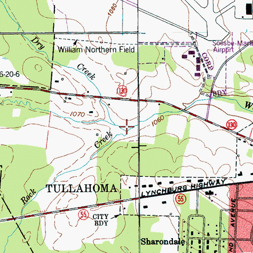 Topographic Map of Dry Creek, TN