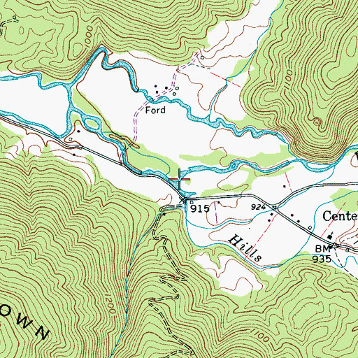Topographic Map of Dry Creek, TN