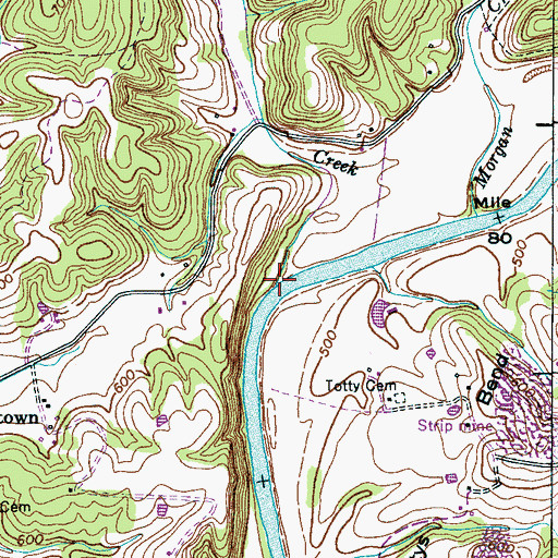 Topographic Map of Dry Creek, TN