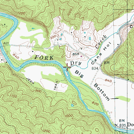 Topographic Map of Dry Creek, TN