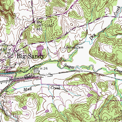 Topographic Map of Dry Creek, TN