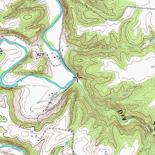 Topographic Map of Dry Creek, TN