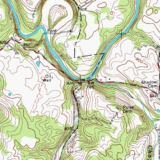 Topographic Map of Dry Creek, TN