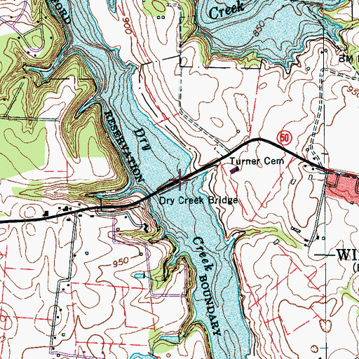 Topographic Map of Dry Creek Bridge, TN