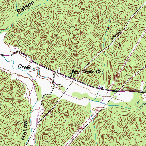 Topographic Map of Dry Creek Church, TN